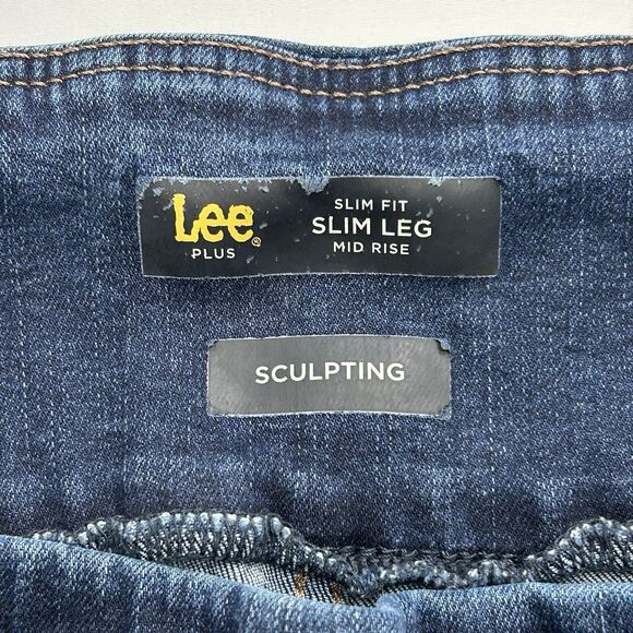 Lee Jeans Blue Slim Fit Slim Leg Mid Rise Sculpting Stretch Pull On Women's 22W - Picture 3 of 15